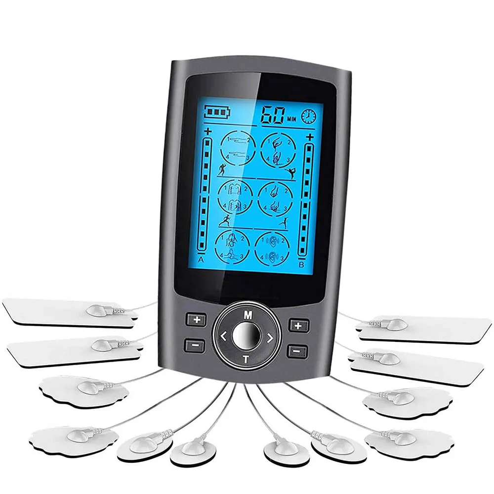 Dual Channel TENS Machine Pain Relief Treatment Machine Full Body Acupuncture Massager Muscle Stimulator with 24 Modes