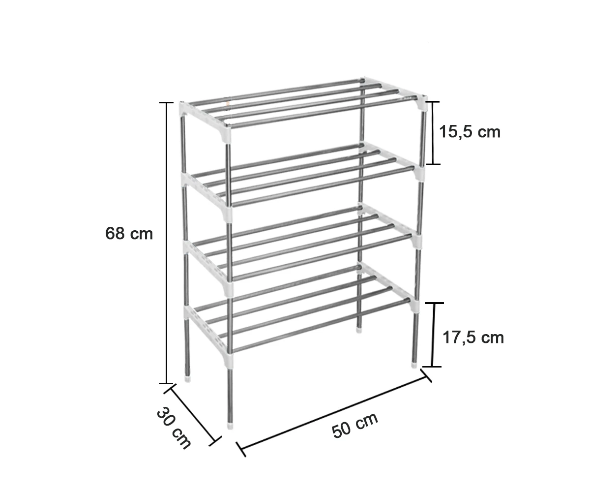 Fotografia 3: Sapateira Vertical Inox Luxo 6 Pares 4 Prateleiras Topen Home