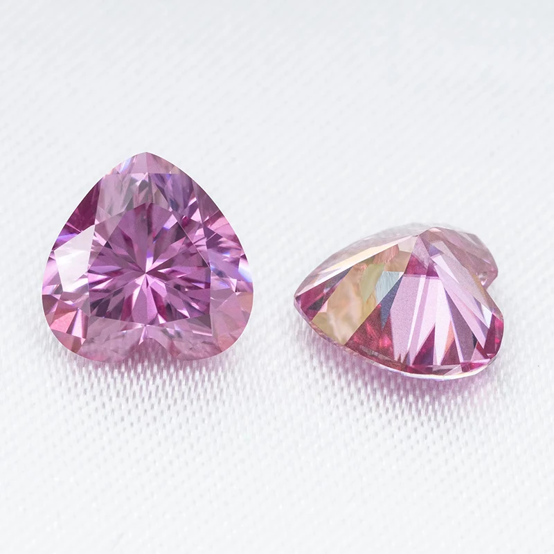 

Pink Color VVS1 Heart 1ct Moissanite Loose Stones Pass Diamond Tester Moissanite Gemstones for Diy Jewelry Making Rings