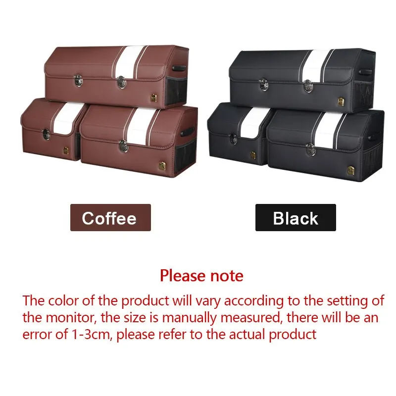 AUTOROWM Car Trunk Organizer Storage Box PU Leather Auto Organizers Bag Multipurpose Collapsible Car Trunk Box Coffee/Black