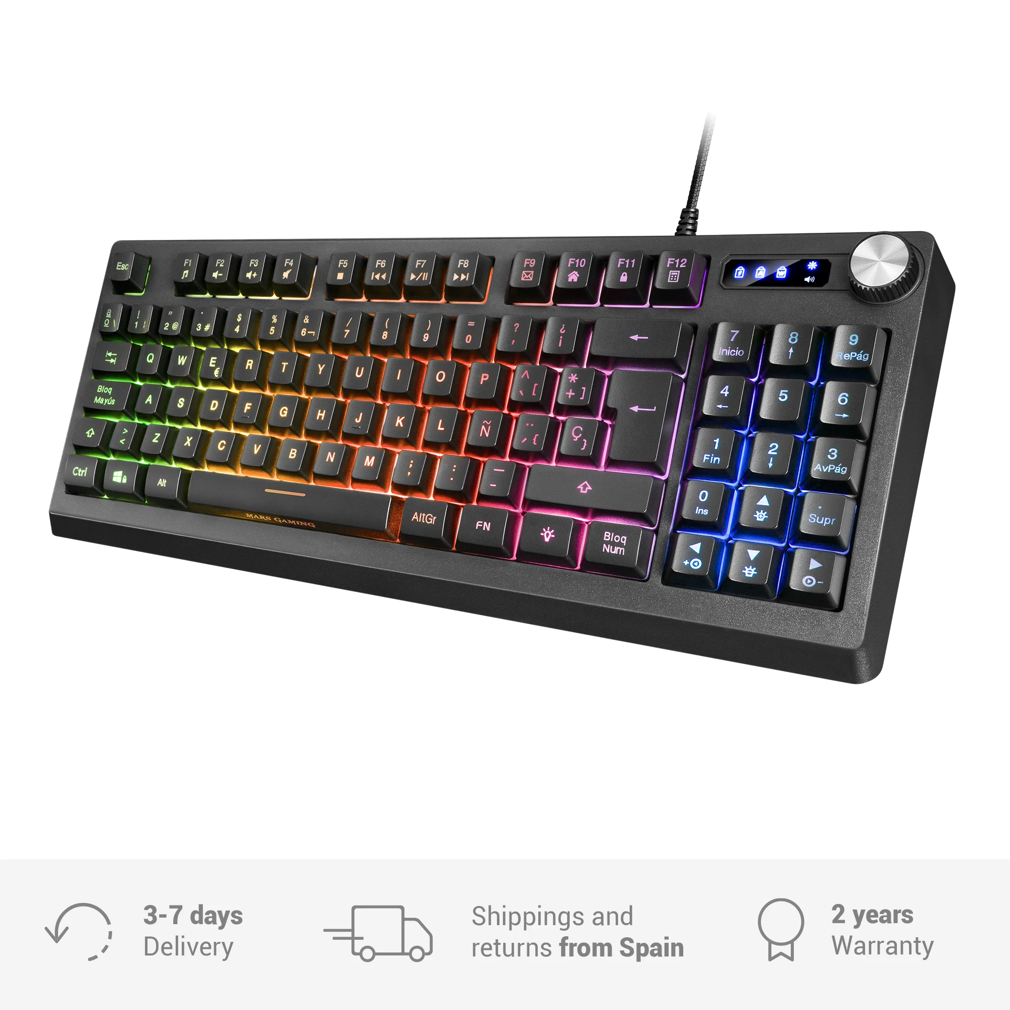 MKREVO MKREVO Gamer keyboard TKL + numeric Pad RGB keyboard for computer USB connection Spanish/Portuguese language