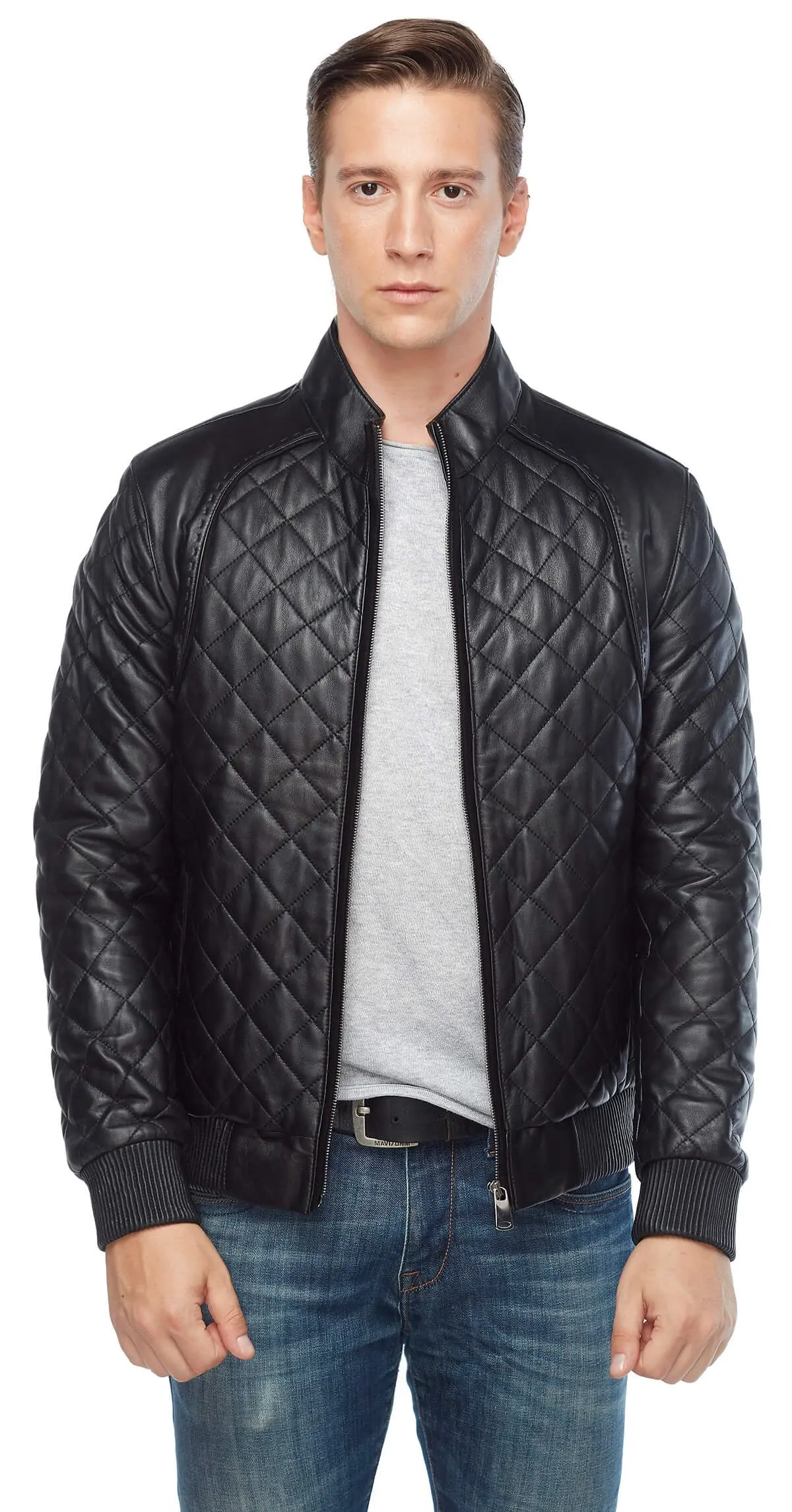 Giacca in pelle trapuntata nera originale in pelle di agnello autunno inverno 2022 Biker Slim Large Size muslimah