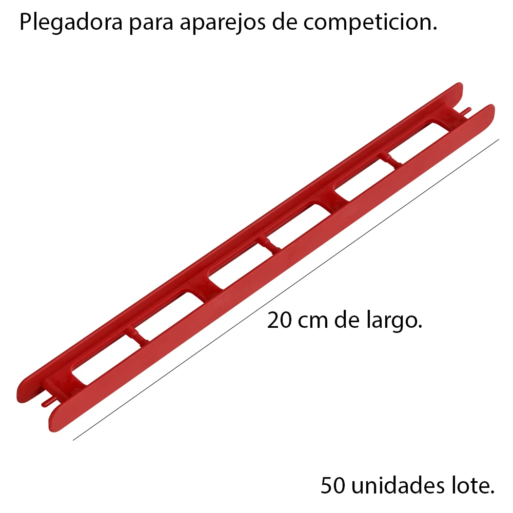 Plegadora bajo de competición especial para aparejos de pesca. Medidas: 20 cm (50 unidades), fabricado en plástico.