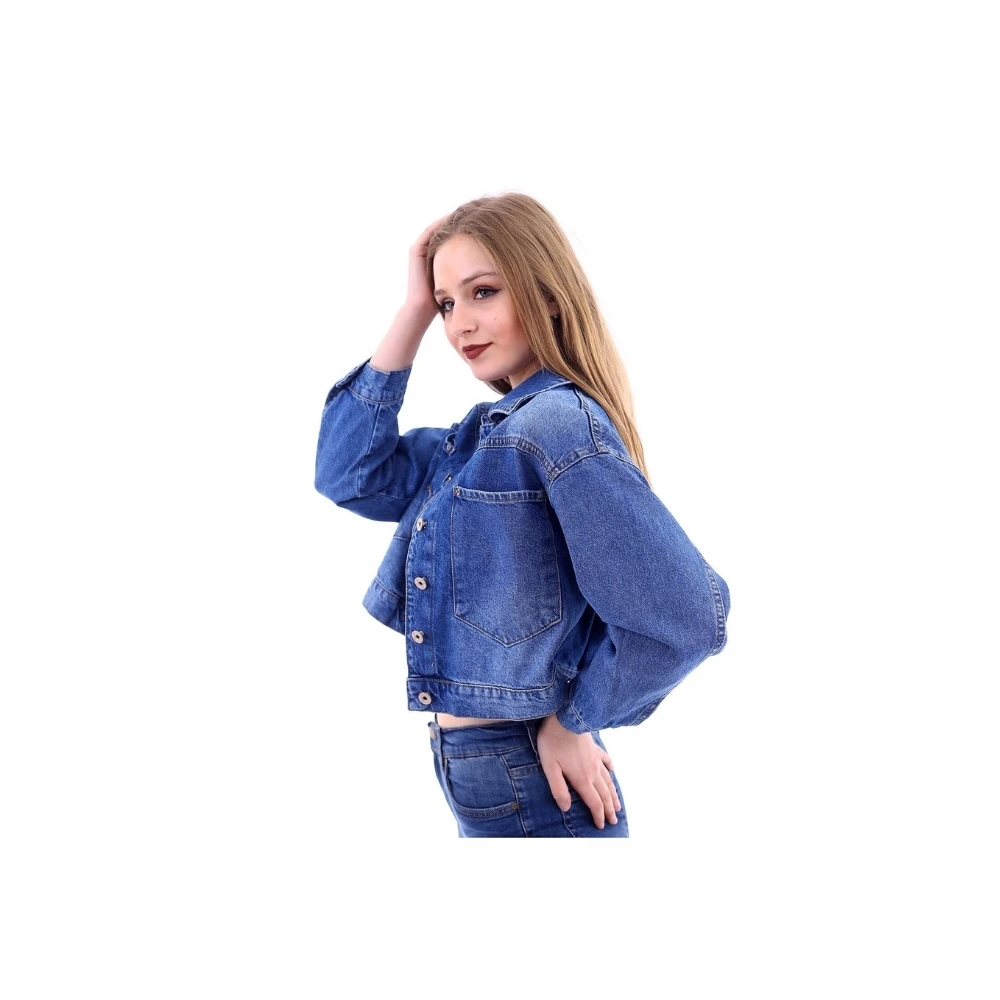 Womens Washed Boyfriend Denim Jacket With Big Pockets Blue 2021 New Season Seasonal Young Style With Fron ButtonSportcomfortable