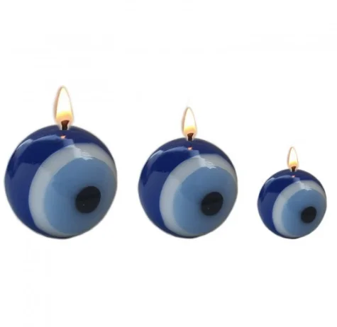 Evil Eye Designed 3 Units  Round Candle Set