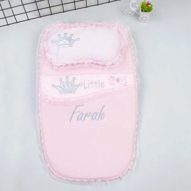 

Pink Newborn Name Embroidery Swaddle Baby Girls Boys Customizable Babies Blanket Bedding Ultra Soft Comfortable King Crown Names