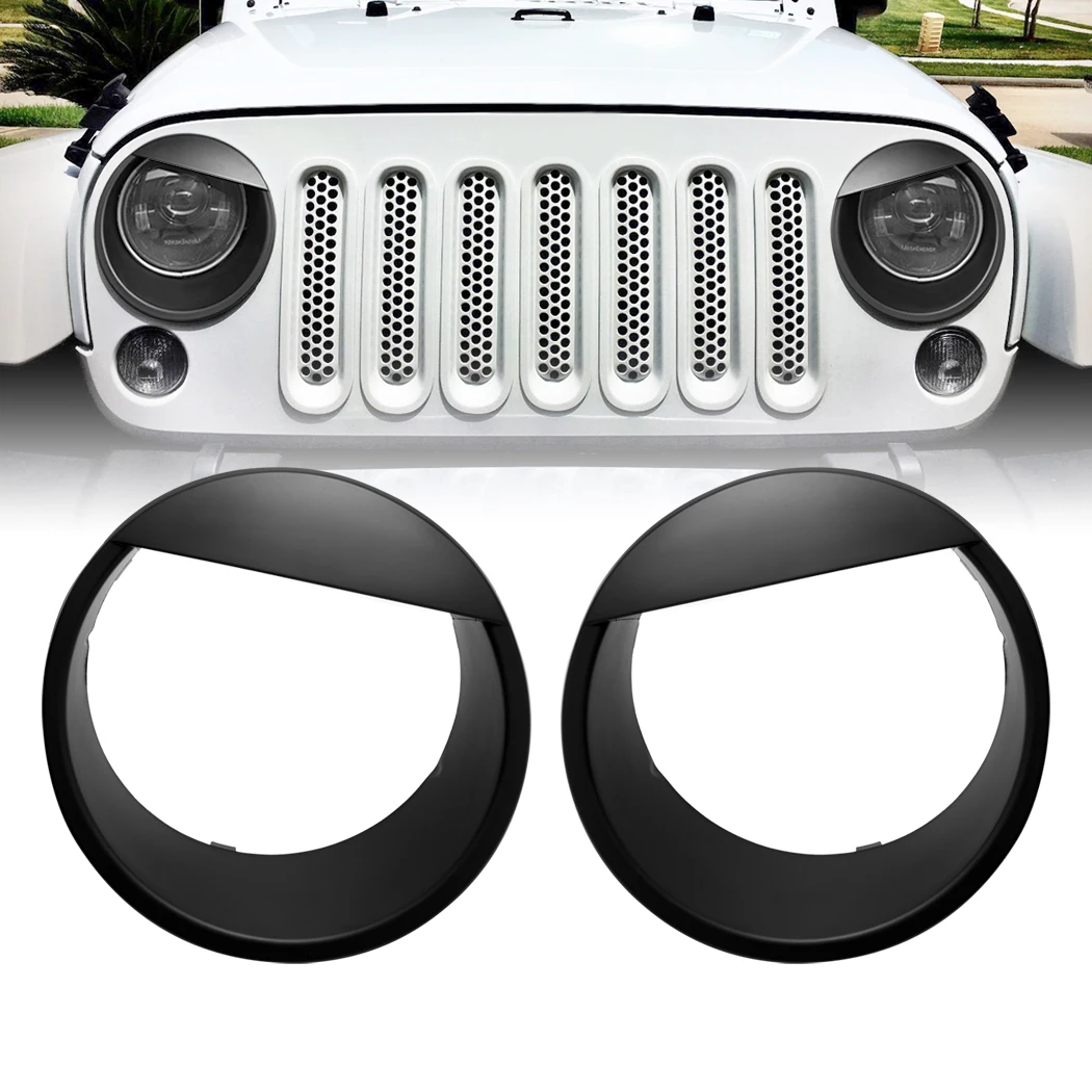 

2X Front Bezel Headlight Cover For 2007-2018 JK JKU Jeep Wrangler Unlimited Rubicon Sahara Sports