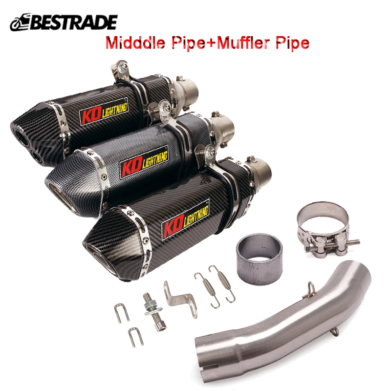 Motorcycle Exhaust System Middle Link Tube Slip On 51MM Mufflers Pipe Modified For Duke 250 390 RC390 250ADV 390ADV 2022 2023