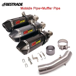 Motorcycle Exhaust System Middle Link Tube Slip On 51MM Mufflers Pipe Modified For Duke 250 390 RC390 250ADV 390ADV 2022 2023