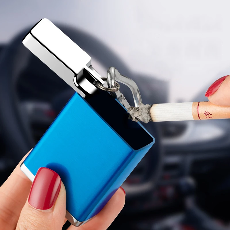 Portable Car Ashtray with Lid Mini Metal Cigarette Ashtray for Outdoor Travel with Climbing Hook Easy to Carry