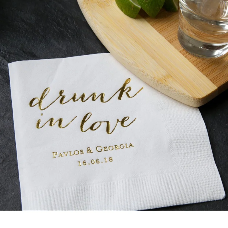 Drunk in Love Personalized Wedding Napkins, Rehearsal Dinner, Engagement Party, Custom Bar Napkins,baby shower Napkins