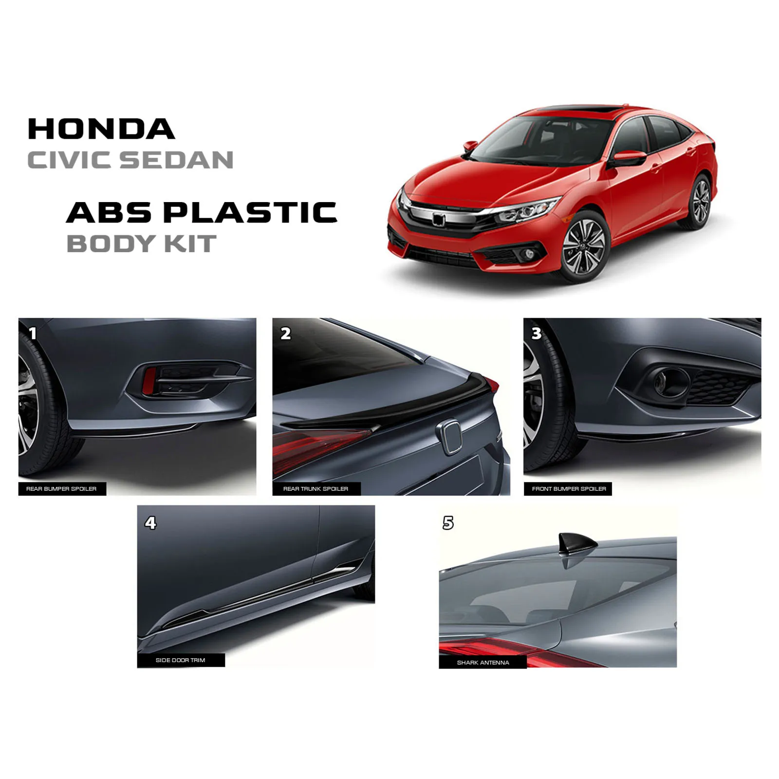 

S-Dizayn Honda Civic ABS Plastic Body Kit OE Style High Quality Car Modification Accessories Auto Parts Strips Lips