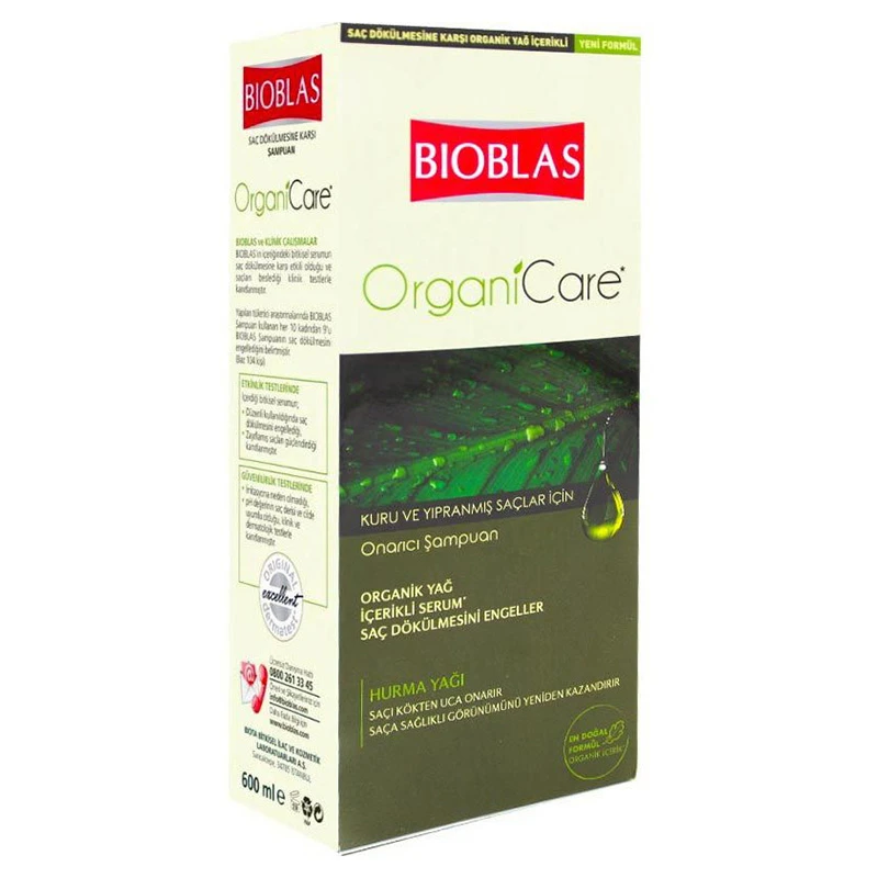 

Bioblas Organicare Palm Oil Anti Hair Loss Shampoo for Dry & Damaged Hair 600ml Moisturizing Nourishing Herbal Oil