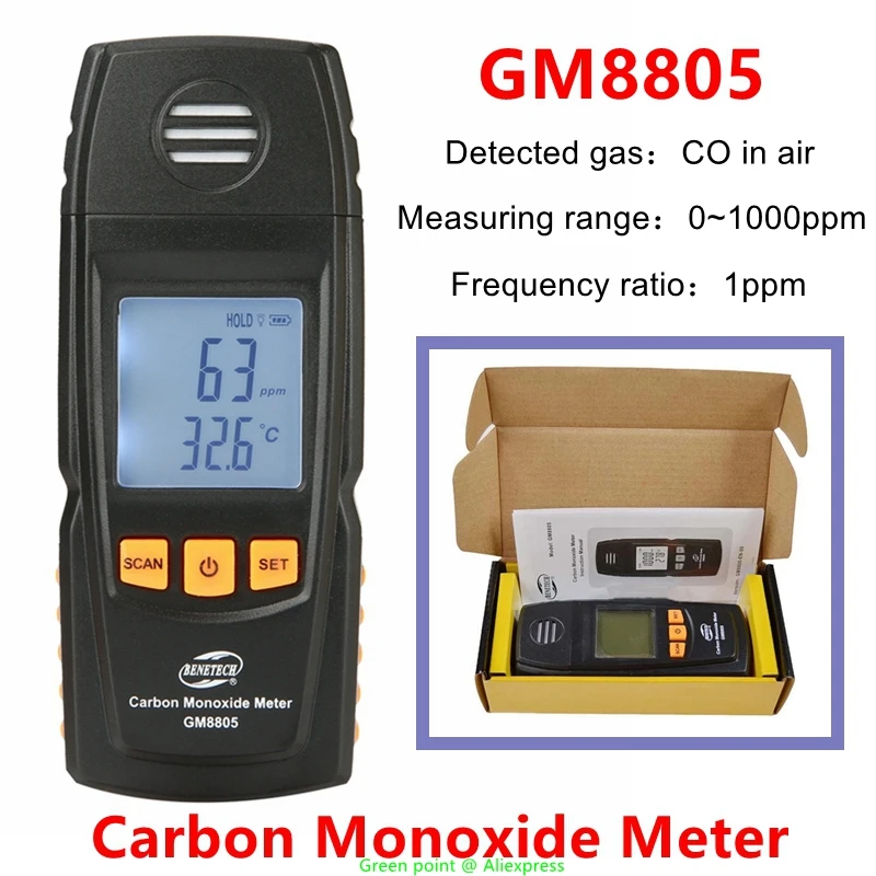 

5PCS Handheld GM8805 Digital LCD Screen Carbon Monoxide Meter 0-1000ppm Electrochemistry CO Sensors Carbon Monoxide Detection