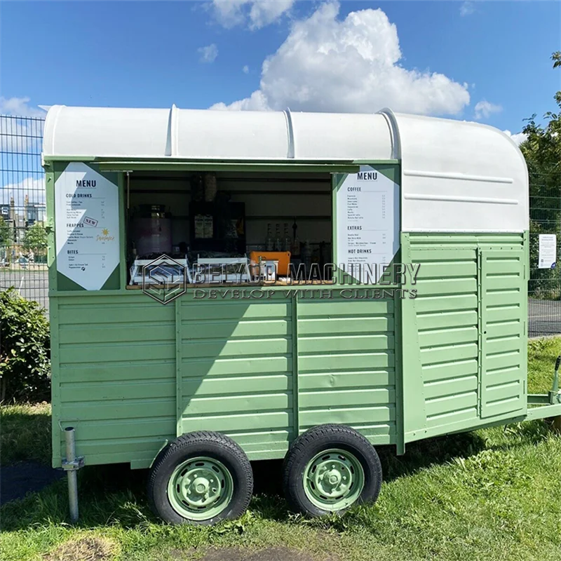 Belyoo Best Sell Horse Trailer Custom Mobile Bar Food Trailer Dining Car Outdoor Street Kitchen Vintage Food Truck for Sale