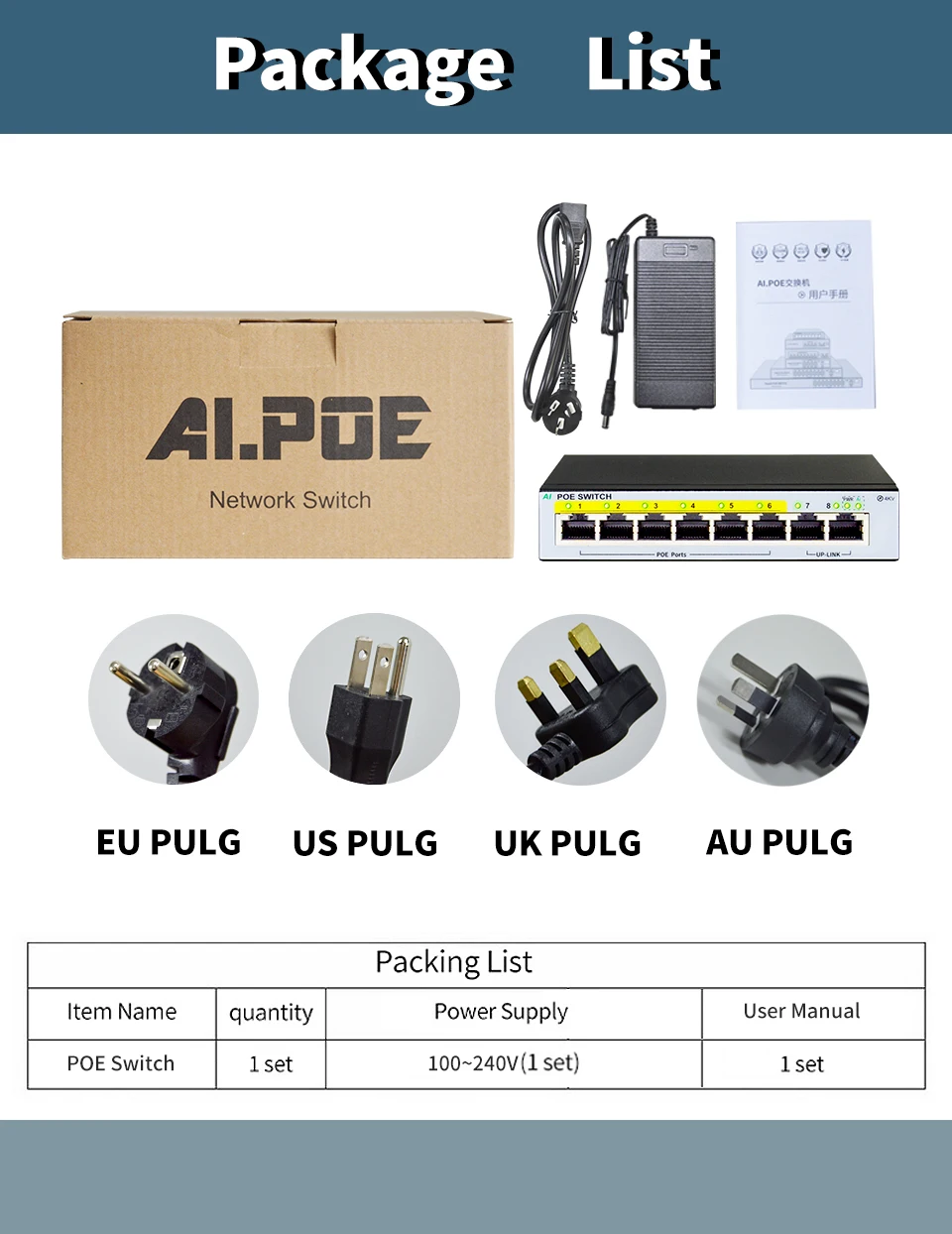 STEAMEMO HY-interruptor POE de 6 puertos, fuente de alimentación externa de 90W, interruptor de red de 100M, adecuado para cámara IP/AP inalámbrico