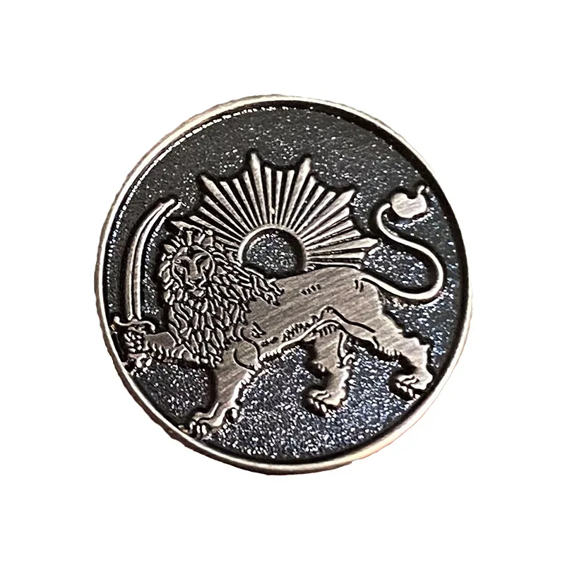 Black Round Lion Lapel Pin, Zinc Alloy Badge, Wholesale Manufacturer Handsome Fierce Black Nickel Soft Enamel, Producer