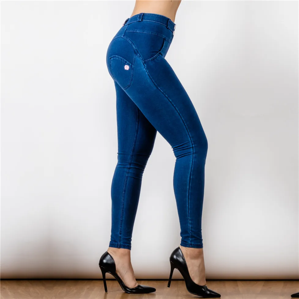 Shascullfites Melody-Stretchable Mid Rise Sexy Jeans for Women Skinny Jeggings Push Up Peach Trousers Summer