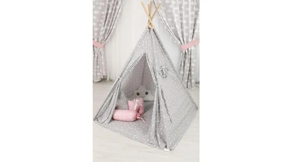 Triangle KidsTent Teepee Canvas Sleeping Dome 130cm Play-Tent Teepee House Wigwam Room Children's Tent Game-House