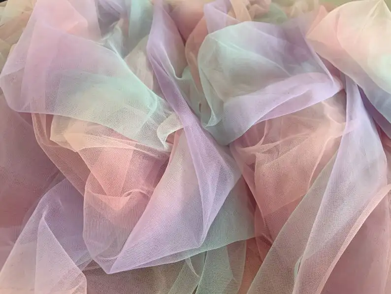 5 yards Tie-dyed Style Tulle Fabric With Gradient Colors,Mesh Lace Fabric, Fauze Net Fabric