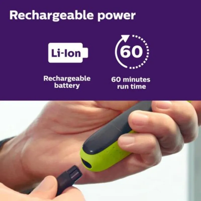 Оригинальная Бритва Philips OneBlade QP2520/30, электрическая бритва, перезаряжаемая, гибридная, триммер и бритва, водонепроницаемая, моющаяся, съемная