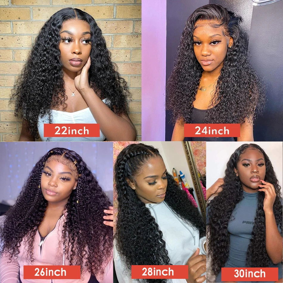 13x4 verworrene lockige Spitze Front Echthaar Perücke 30 Zoll Spitze Front Perücke brasilia nische lockige Deep Wave Frontal Perücken für Frauen