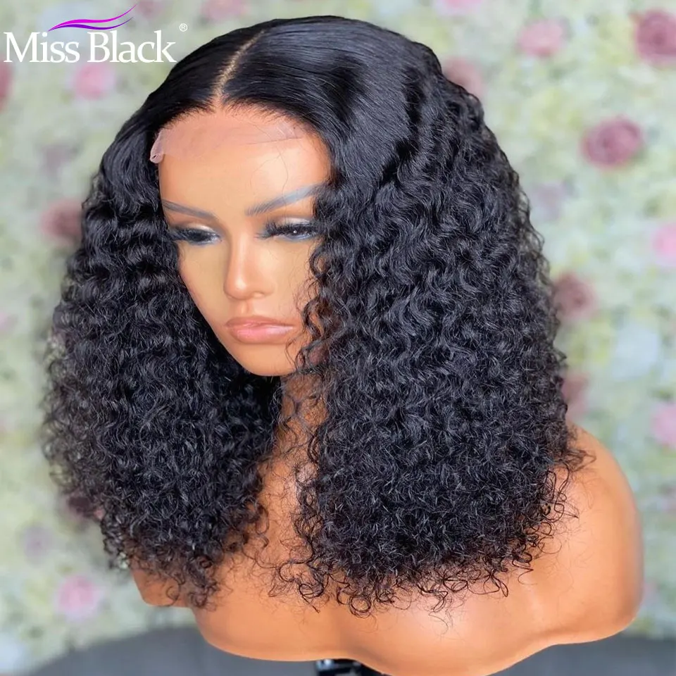 Perruque Lace Frontal wig Remy brésilienne bouclée, cheveux naturels, Deep Wave, 4x4 5x5, 13x4, avec bonnet en dentelle, sans colle, pour femmes africaines