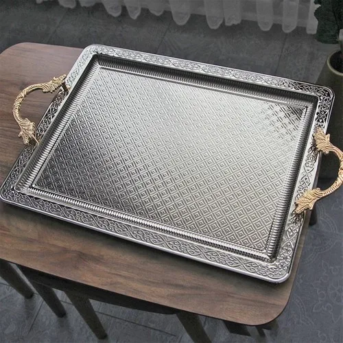 DOLBOVI Submersible Rectangle Tray Tea Tray Presentation Tray Silver Small tray set  tray serving  tray tea set tea tray tea table trays decorative  food tray gold tray trays mirror tray plateau glass tray serving boar