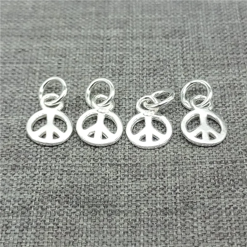 15 Pieces 925 Sterling Silver Peace Sign Symbol Charms for Bracelet Necklace