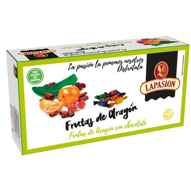 LAPASION - Fruta de Aragón bañadas en Cobertura de Chocolate 2.5Kg | El Producto se Obtiene Mediante el ​Confitado de Diferentes Frutas y Vegetales