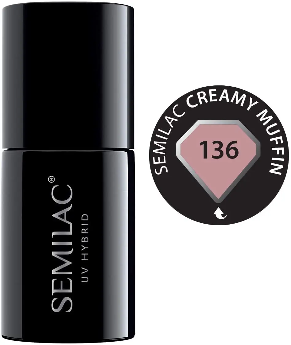 Semilac Creamy Muffin 136 semi-permanent coverage, UV hybrid nail polish texture Gel