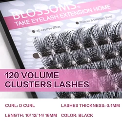 FinyDreamy DIY 120 PCS Cluster Lashes 3D Natural Bunch 16mm D Curl Segmented Beam Individual Mink Tufted Eyelash Fine Lash Tip