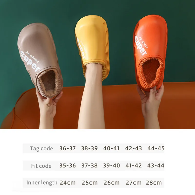 Winter Women House Slippers Waterproof Couples Non-Slip Plush Cotton Indoor Outdoor Cozy Home Autumn Thick Hee