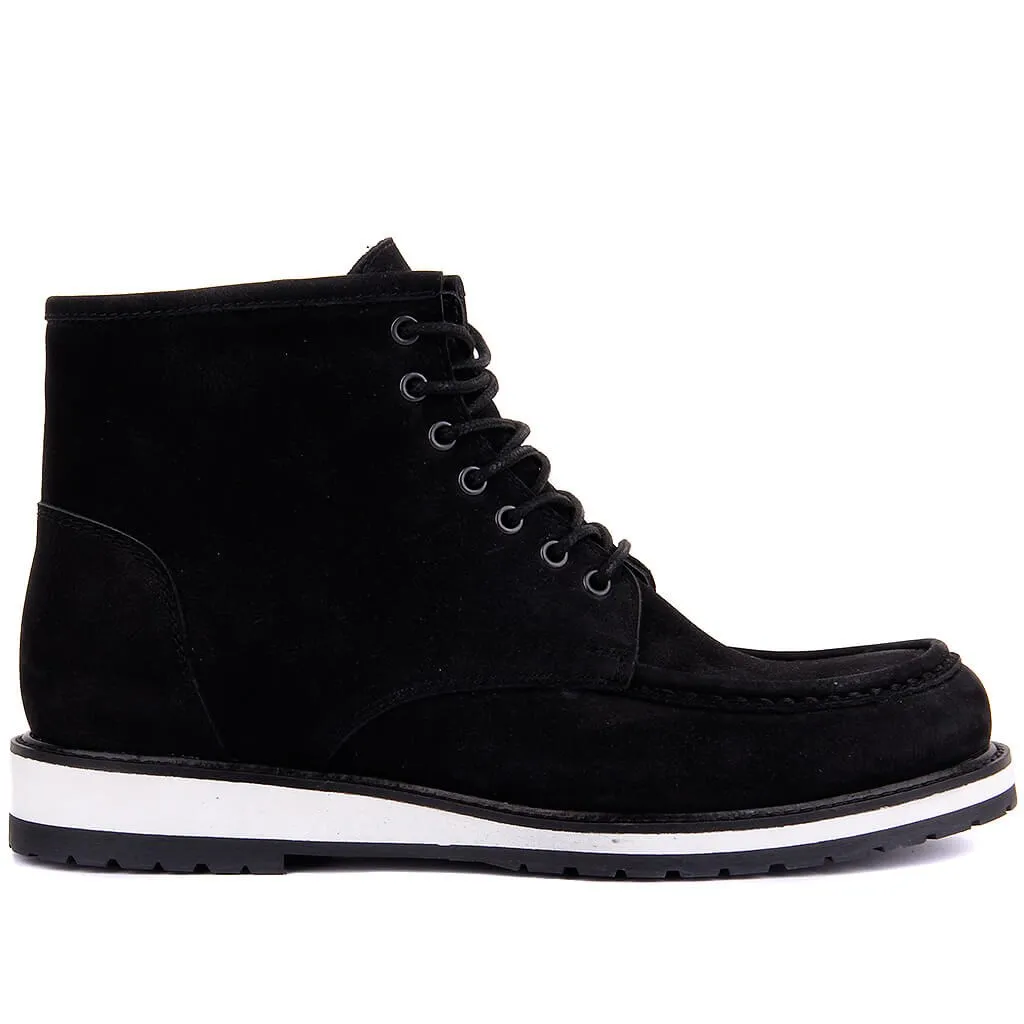 Botas masculinas com zíper nubuck preto