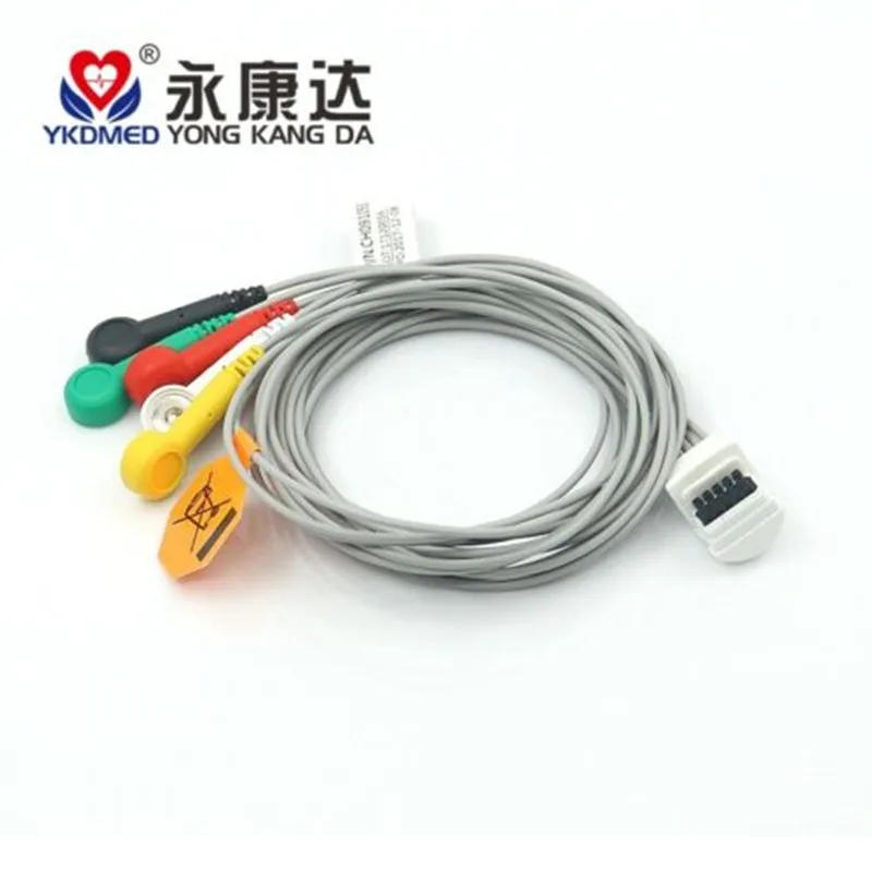 

Compatible Mortara Snap IEC 5 Leads Holter ECG Cable Free Shipping