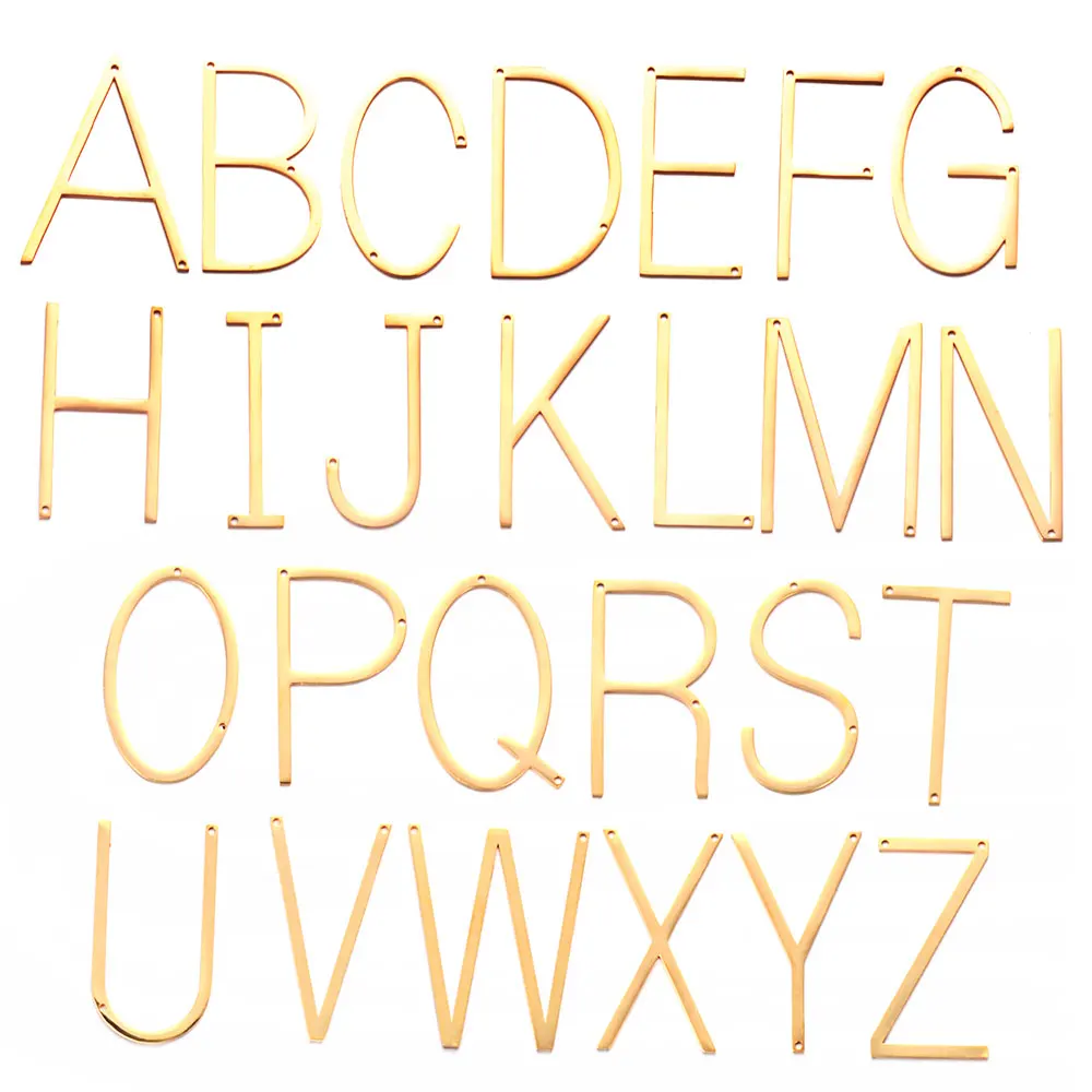 

26Pcs Whole Initials Big Size Alphabets Plating For Making Necklace Pendant 100% Stainless Steel Alphabet Letters From A-Z