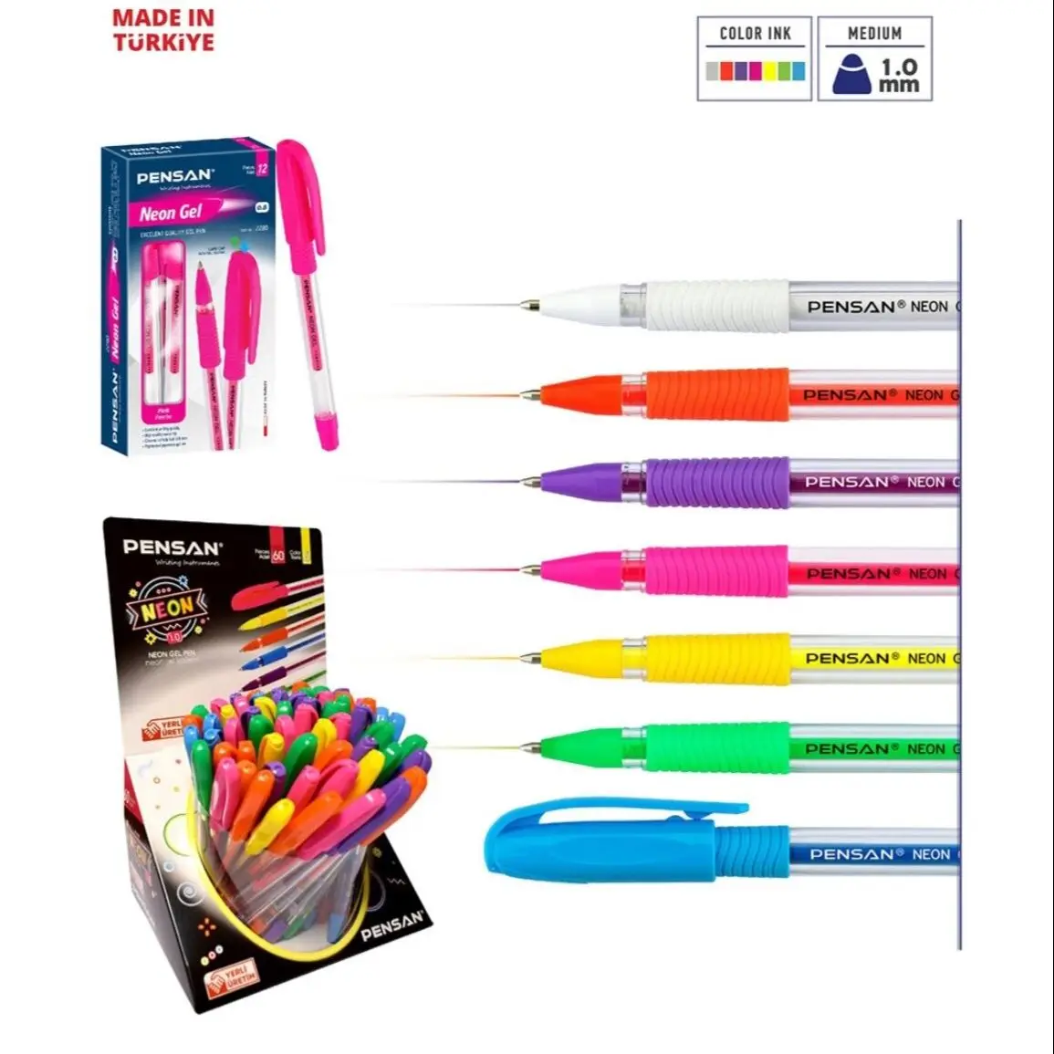 

12 Pieces Neon Quality Gel Pens - Party Pens - Colored Pens - Black Paper Pen for Writing - White-Green-Yellow