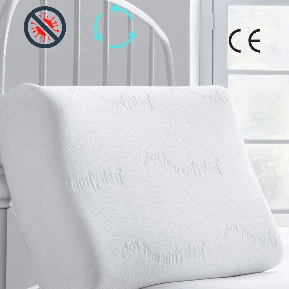 Visco Memory Foam Cushion Orthopedic Pillow for Neck & Body Pain Polyester & Cotton Sleeping with Embroidered Pillowcase