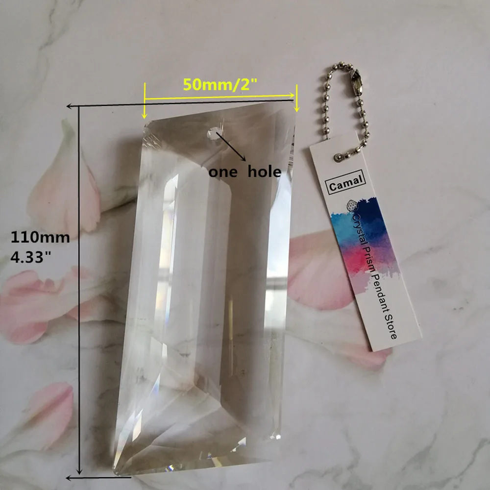 Camal 1pcs 110mm (1 hole) Faceted Long Quadrilateral Crystal Spacer Pendant Lamp Prisms Chandelier Suncatcher Lighting Part Home