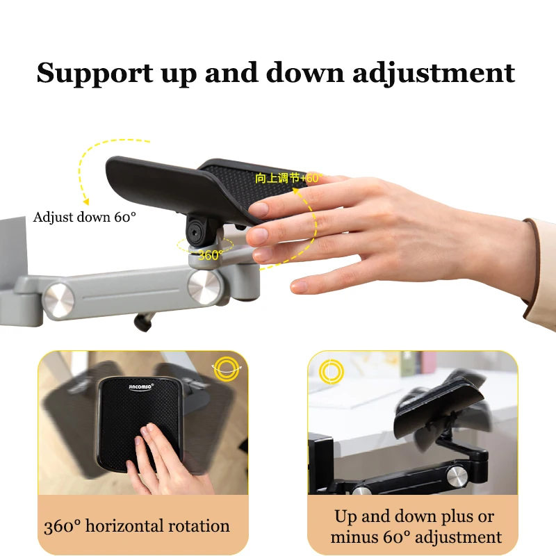 360° Rotation Metal Arm Rest Wrise Support Ergonomic Computer Adjustable Mouse Pad Armrest Comfort Office Extended Hand Stand