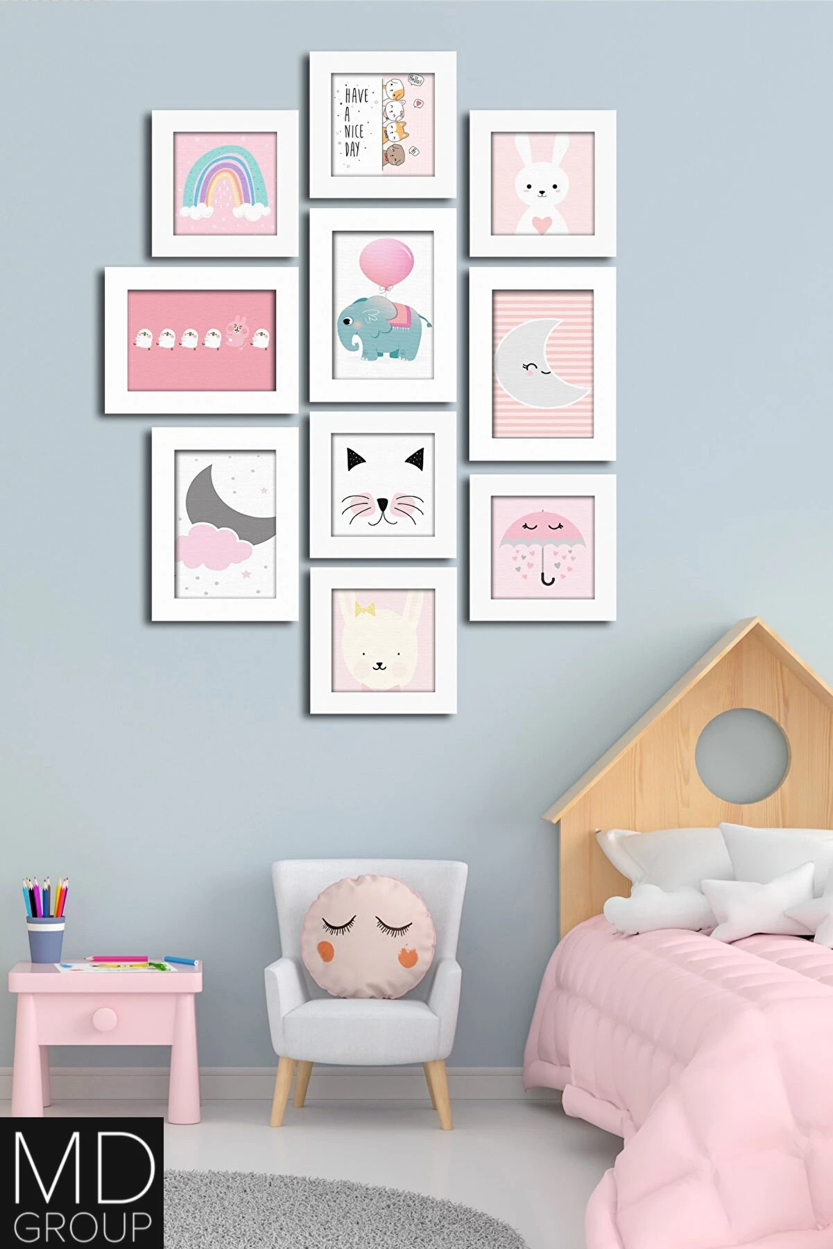 

Cute Kids Room 10PCS Frame View Wood Wall Art Decoration Mom's Day Gift Child Baby Kids Room Sticker Decor Creative Stylish 2022