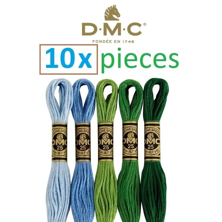 10 Pieces DMC Mouline Six Strand Embroidery Floss Thread Cotton Cross Stitch Yarn String Craft Sewing Colorful Knitting Skein