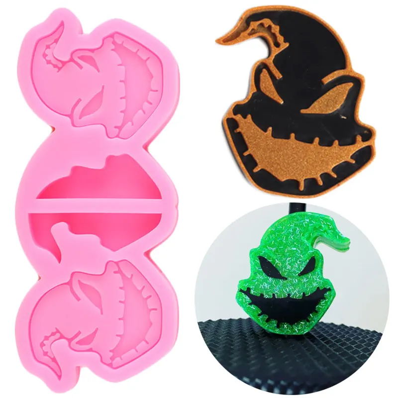 Oogie Boogie Straw Topper Silicone Molds Joker Skull Head Epoxy Resin Mold Halloween Jelly Candy Chocolate Fondant Mould