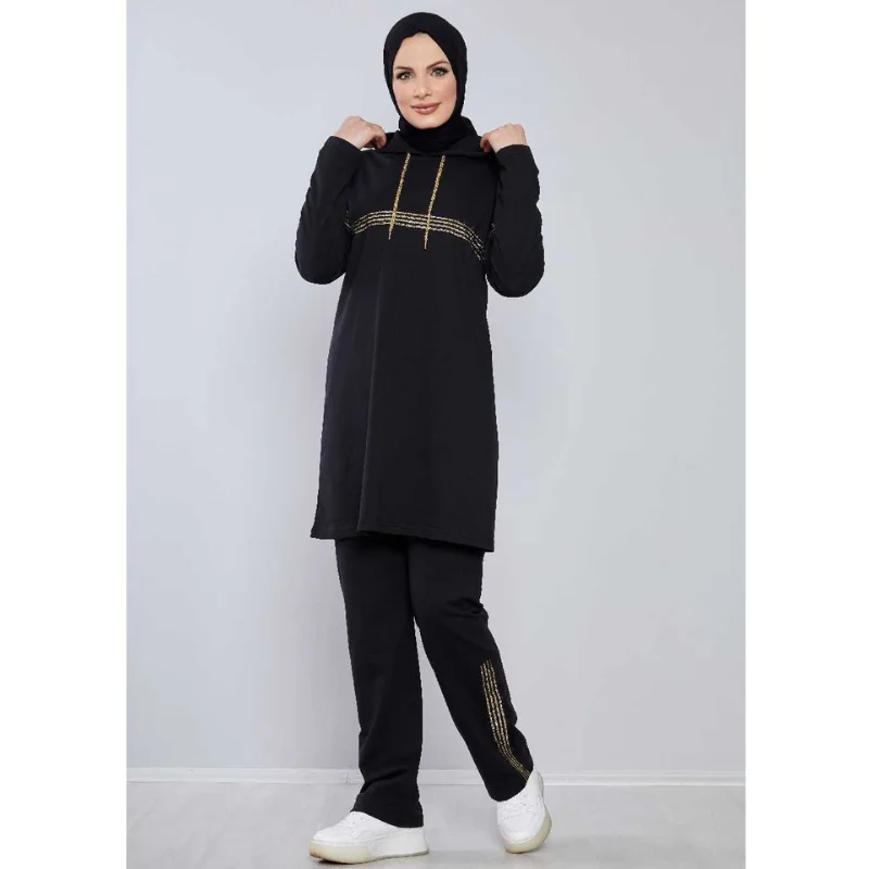 Muslim Double Tracksuit Robe Women\'s Plus Size Dress turkish clothes for women European Clothing Dubai Turkey Muslim Sets Clothe