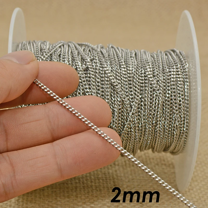 100 Meter Edelstahl-Panzerkette in Großpackung für Schmuckherstellung, anlaufgeschützte PVD-vergoldete kubanische Gliederkette, Großhandel Kabelketten – Detail 4