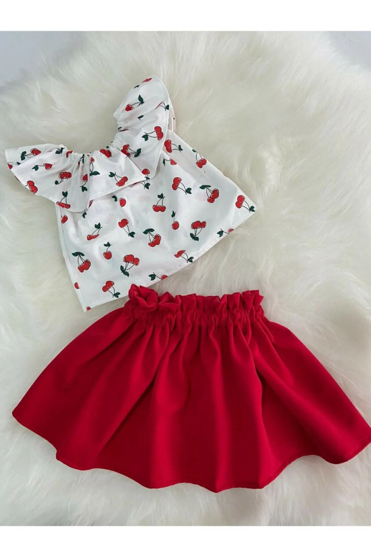 Fashion Lina Cherry Pattern Skirt Blouse Suit tenner baby newborn Bindallı Costume set ROBE Bindallı Kostüm BİNDALLI ROBE CHILDREN