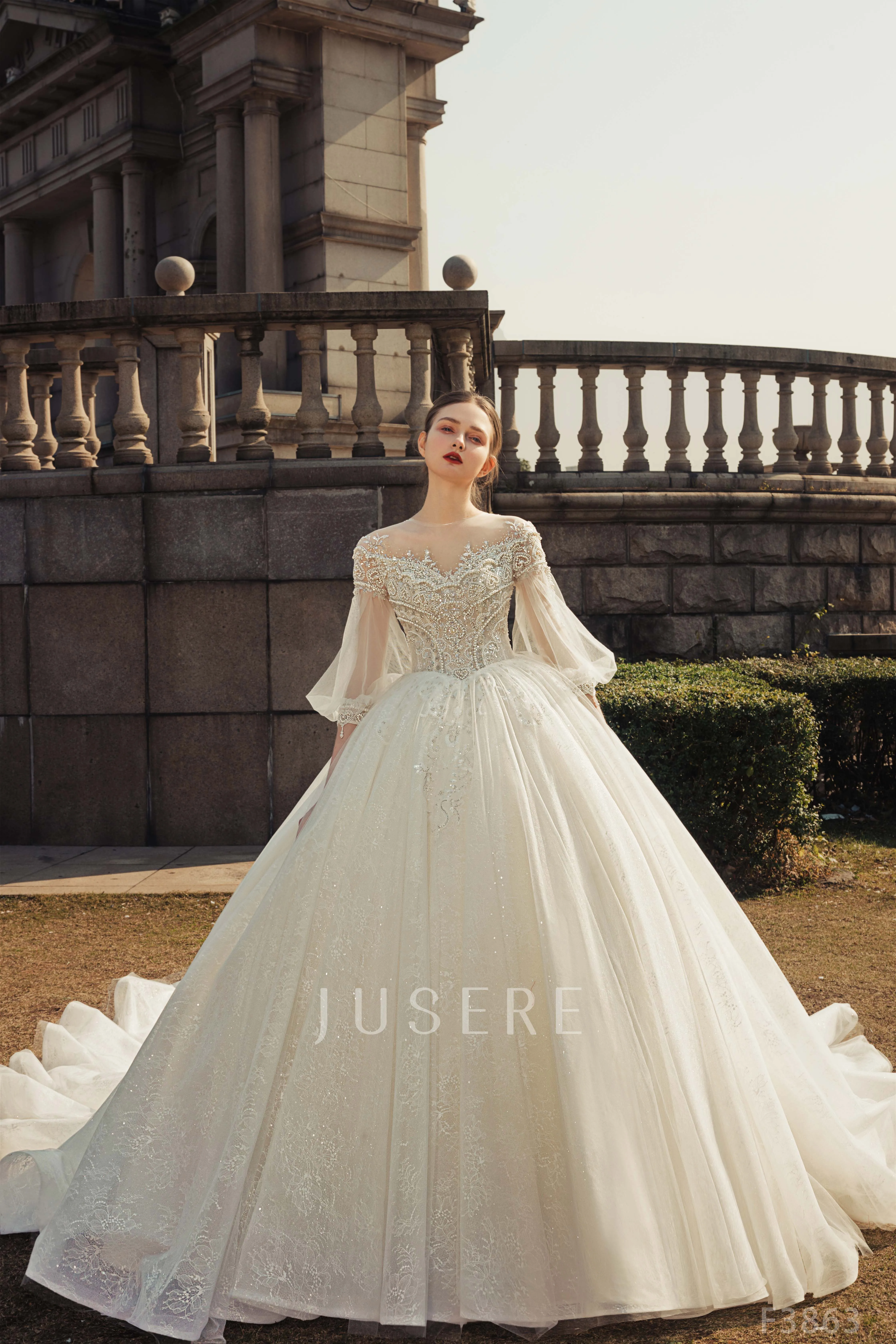 Jusere Sweetheart Baljurk Bridal Dress Ivoor Trouwjurk Bruidsjurk Kralen Jurk Met Lange Trein