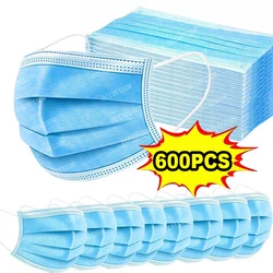 Mascarillas quirúrgicas para adultos, máscara con filtro protector de 3 capas, color azul, certificado por piezas, 10-600