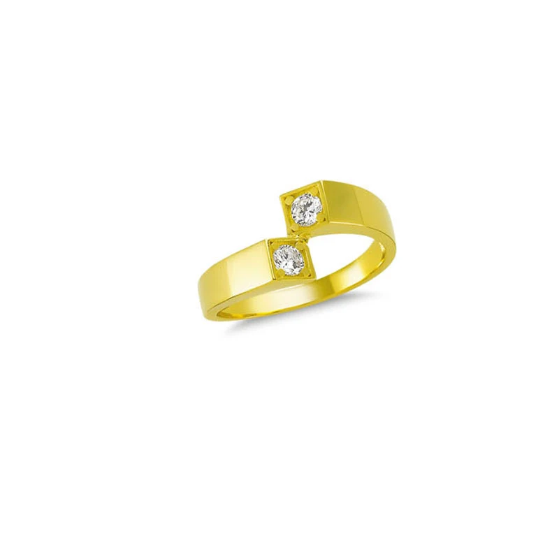 14K Solid Gold Square Detail Ring for Women