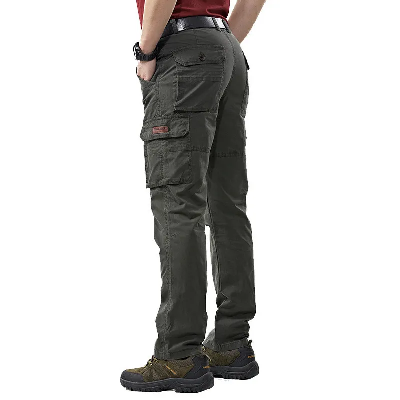 Male Multi-pockets Tactical Casual Long Trousers Plus Size 42 Men's Outdoor Overalls Cargo Pants Spring Cotton Baggy Denim Pants